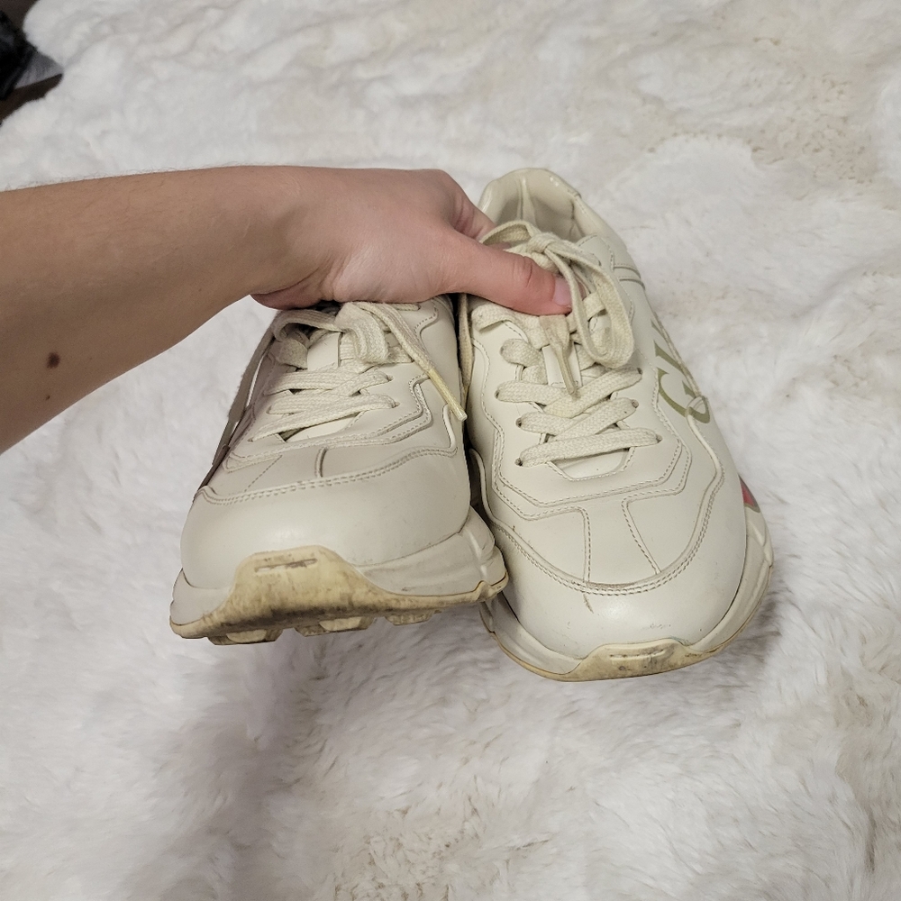 Gucci woman’s Rython Vintage logo leather sneakers Size 37 7 - Picture 3 of 14